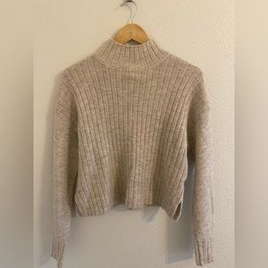 Jessica Simpson - Cropped Mock Neck Sweater - Heathered Beige - Sz S